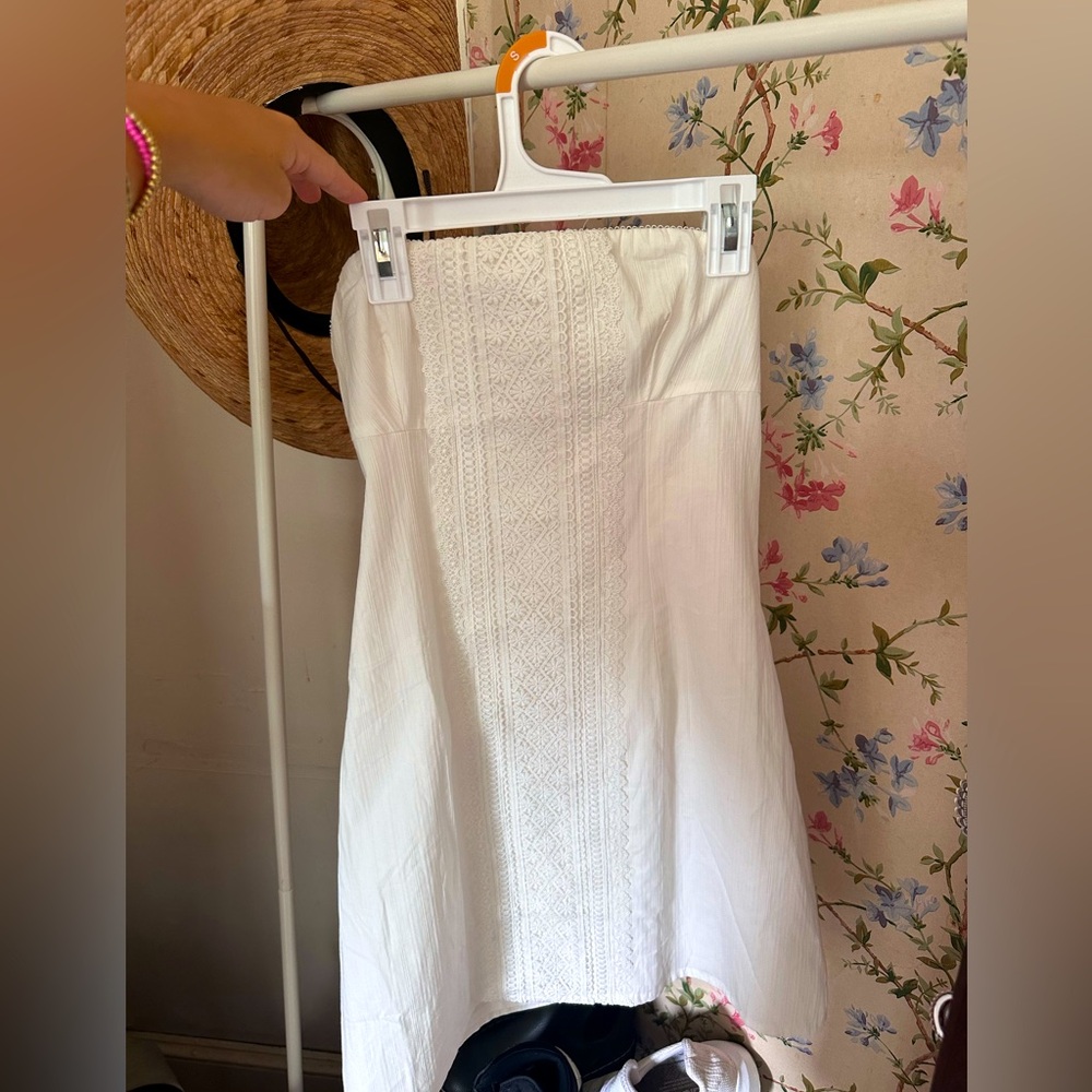 S white strapless mini dress white fox NWOT